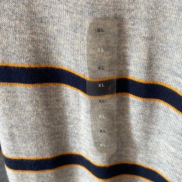 New GAP Grey blue & Blue Striped Knit Men's Sweater XL V-Neck yellow stripes - Picture 3 of 6